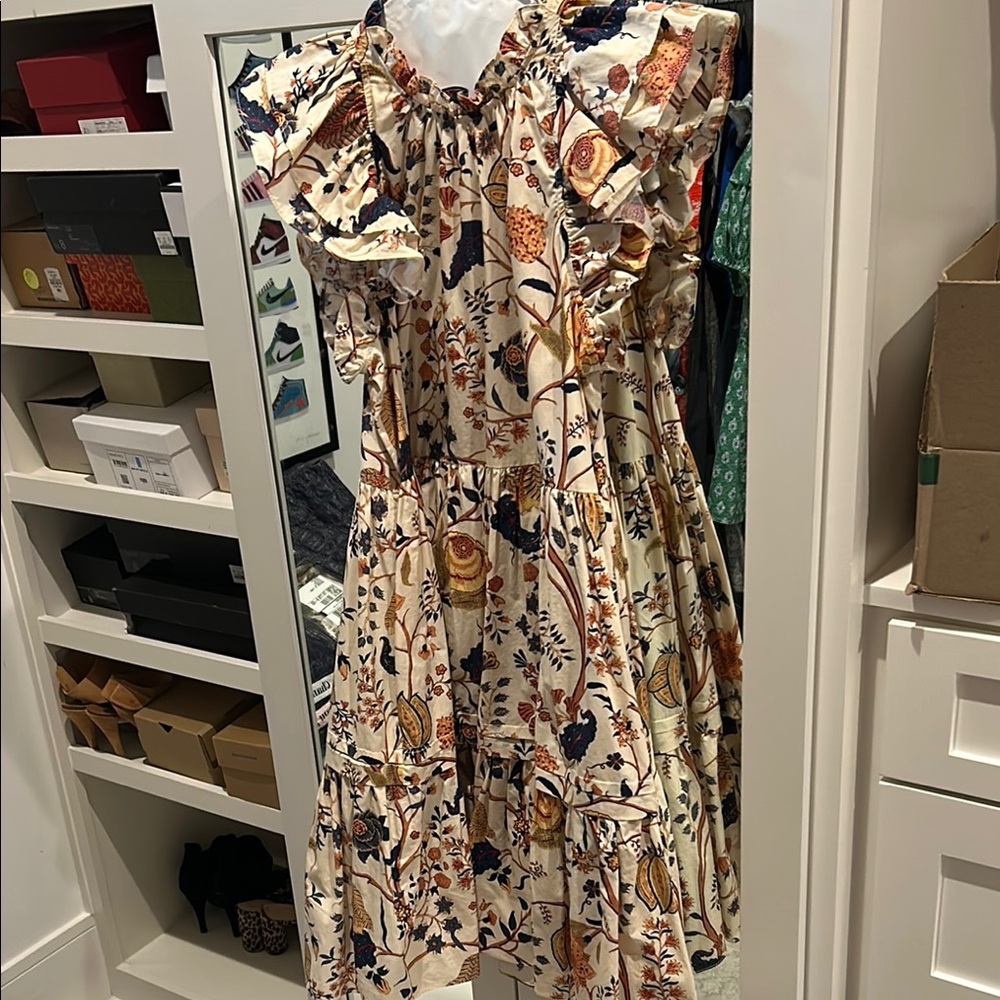 Ulla Johnson Cream Flutter Sleeve Sundress